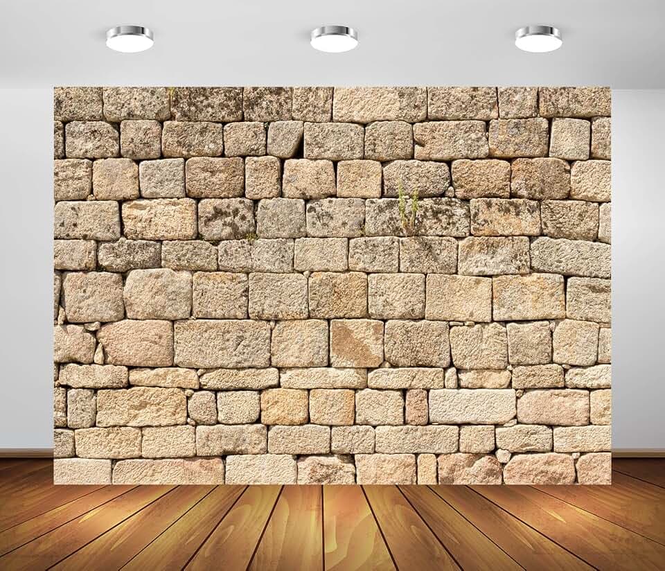 BELECO Vintage Brick Stone Wall Backdrop - 7x5ft Fabric Ancient Rock Wall Textured Background for Photography and Party Decorations