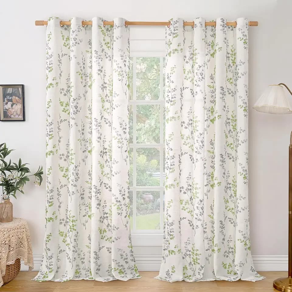 BGment Sage Green Linen Curtains for Living Room 90 Inch Length 2 Panels