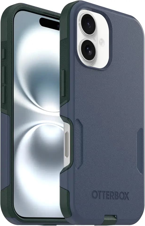 OtterBox iPhone 16 (Only) - Commuter Series MagSafe Case - Indigo Marsh (Blue & Green) - Built-in Magnets - Slim & Tough - Pocket-Friendly - with Port Protection