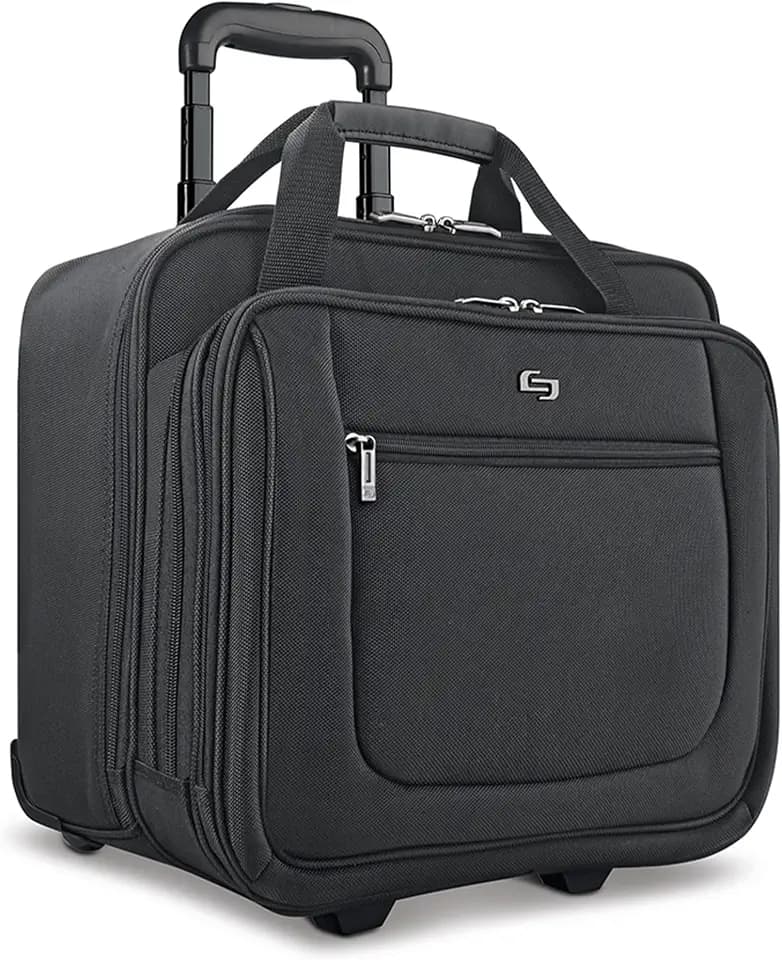 Solo New York Rolling Case with Wheels - Roller Laptop Bag, Wheeled Briefcase for Women & Men, Carry On Size for Travel, Fits 17.3" Computer - Bryant, Black