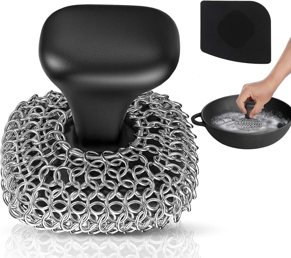 Cast Iron Scrubber Dish Scrub Brush for Cast Iron Pan Skillet