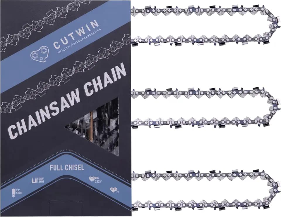 3 Pack 20 inch Chainsaw Chain .325" Pitch .058" Gauge 76 Drive Links, Full Chisel UL Approved Replacement Chainsaw Blade for 53543, 52209, 8901, 8902, 21LPX076, 36880050076, 25RM376E
