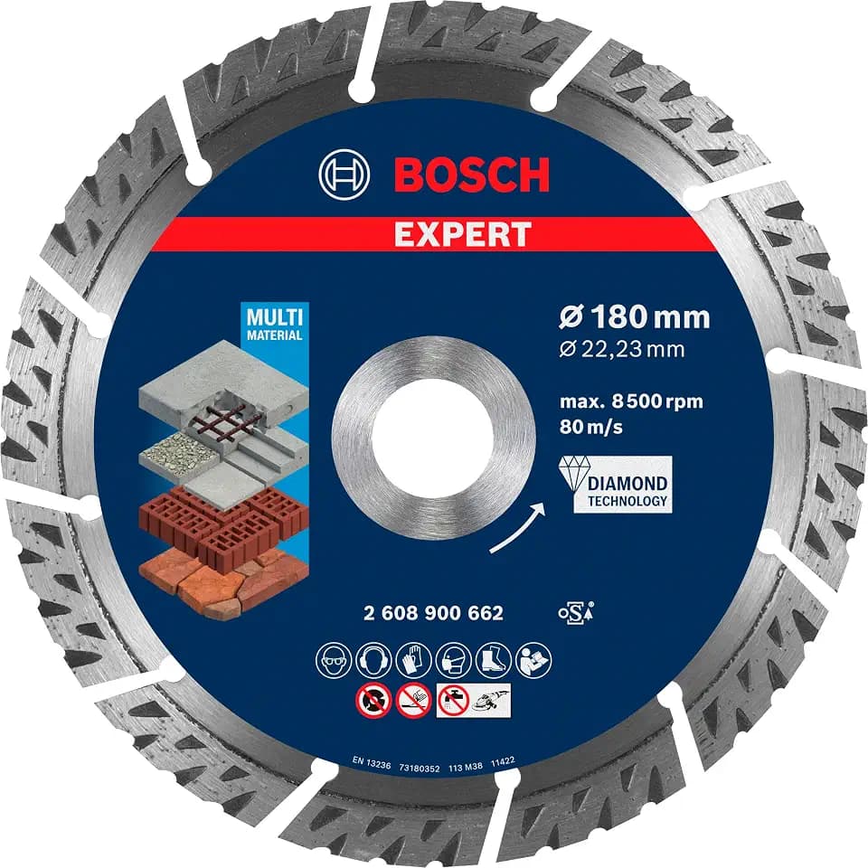 Bosch 1x EXPERT Multi Material Diamond Cutting Disc, 180 x 22,23 x 2,4 x 12
