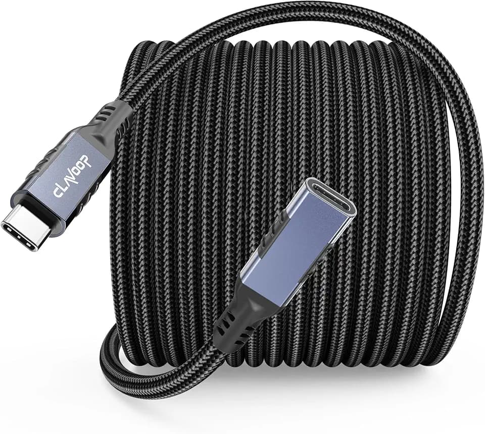 USB C Extension Cable 20ft Long, Upgraded 4K@60Hz Monitor & 100W Charging & 10Gbps Data Transfer USB-C Extender Male to Female USBC 3.2 Gen2 Type C Cord Braided for Laptop Tablet Mobile Phone and More