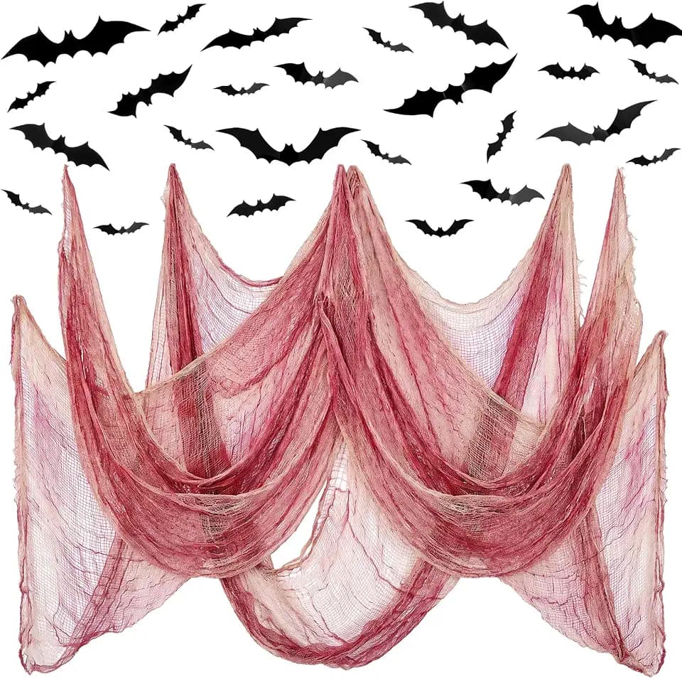 Halloween Creepy Cloth 100 Pcs 3D Bat Sticker, Bloodstain,Black