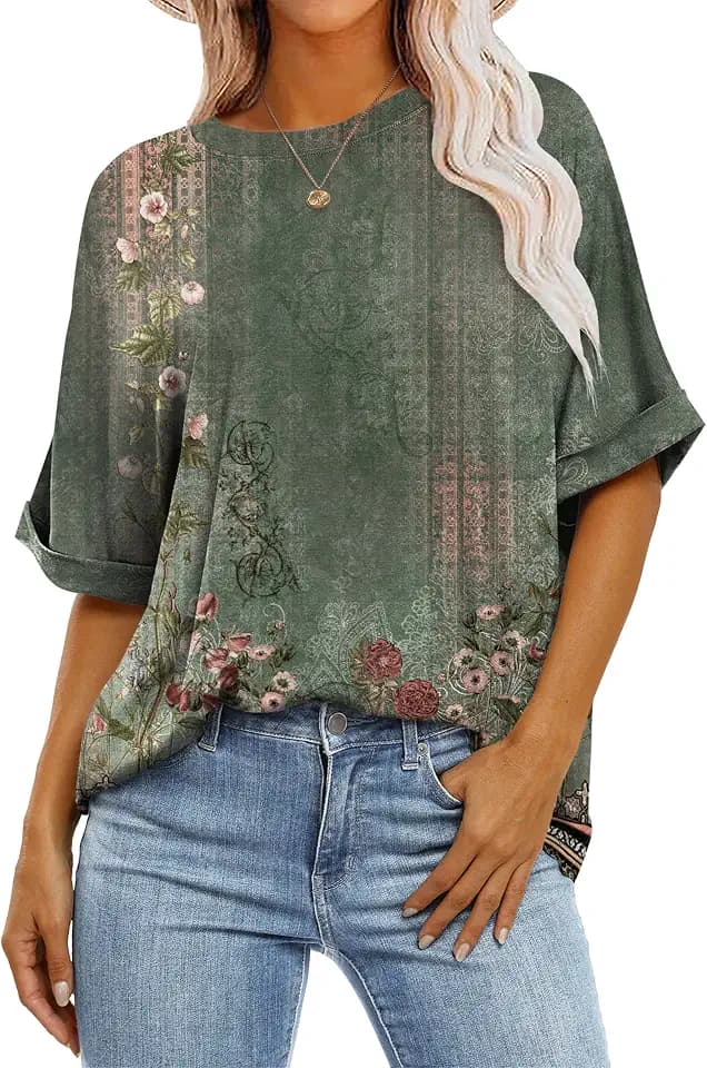 ANRABESS Womens Tops Summer Short Sleeve Oversized T Shirts 2026