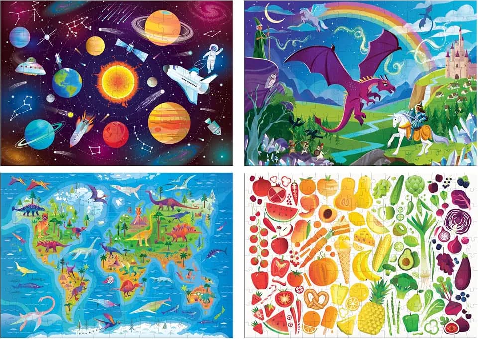 Chuckle & Roar - 4 Pack 100, 100, 150, 200 Piece Puzzles for Kids 6+