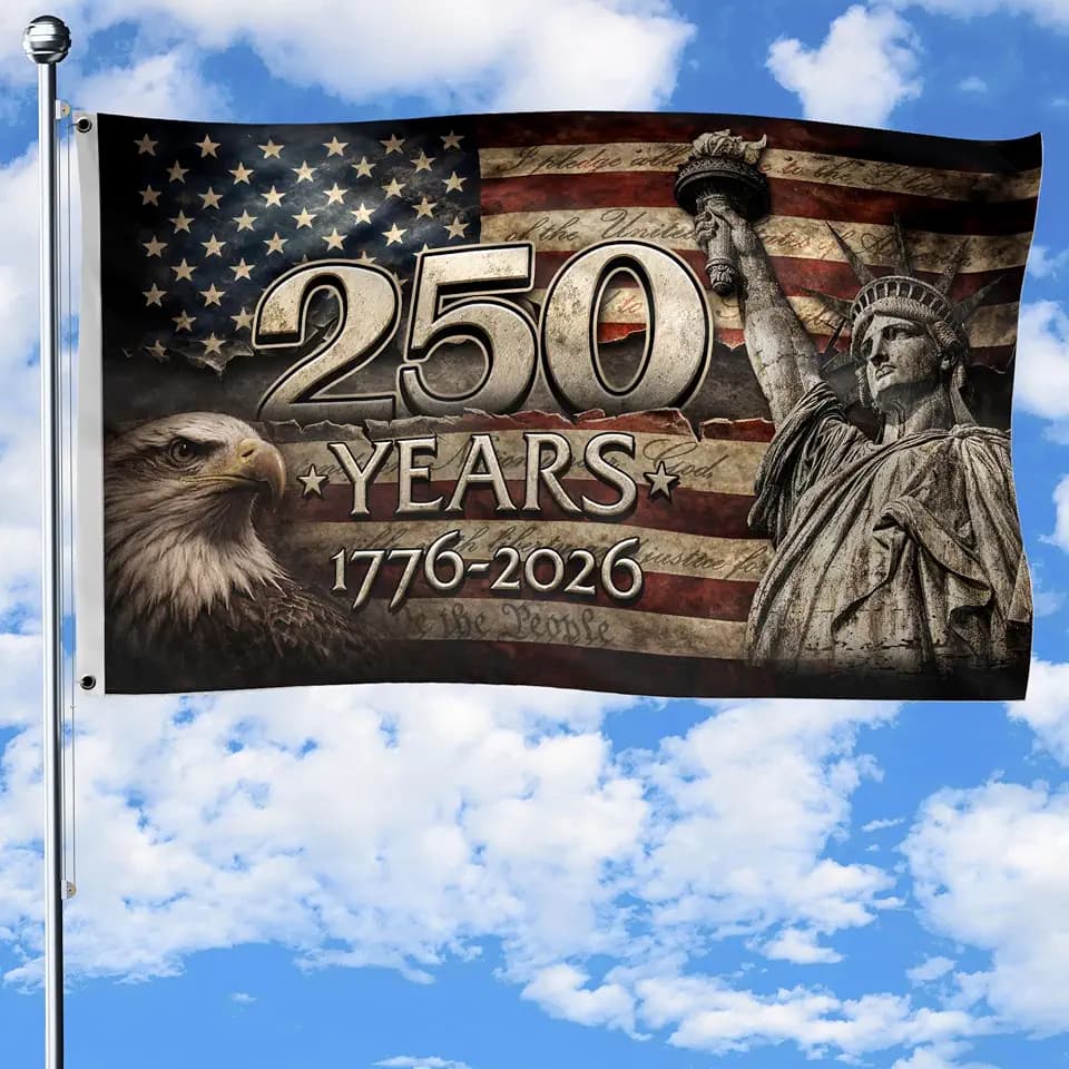 250 Anniversary Usa Flag 3x5 Ft, Front And Back Print, Patriotic Design 2