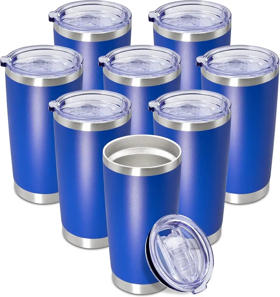 20oz Tumbler Insulated Coffee Tumblers with Lid Stainless Steel DarkBlue 8P