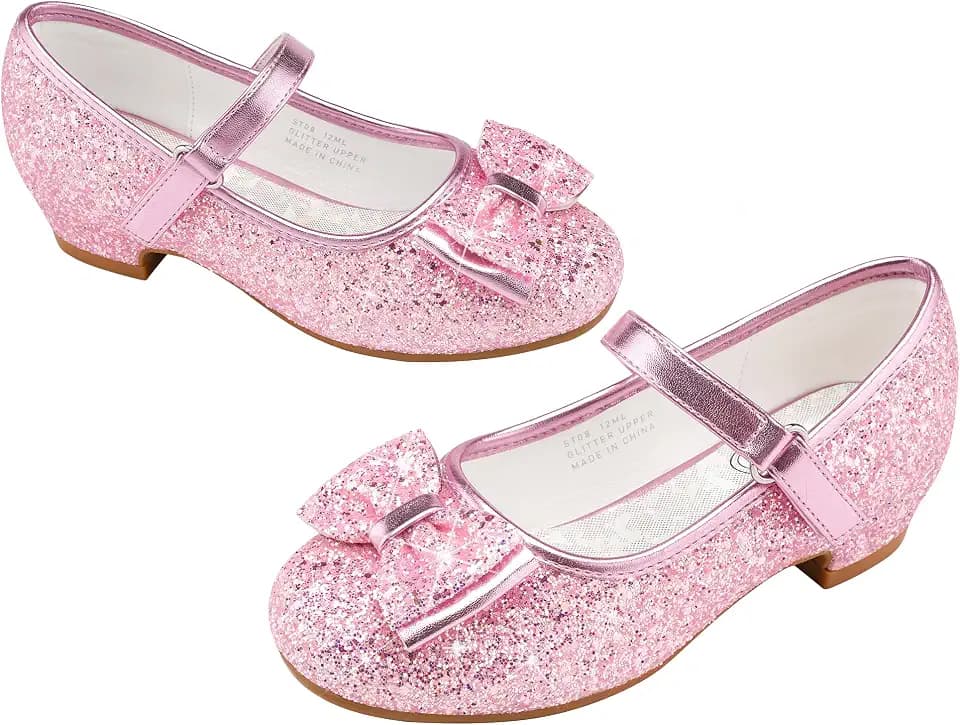 Stelle Girls Dress Shoes Glitter Princess Low Heels for Party