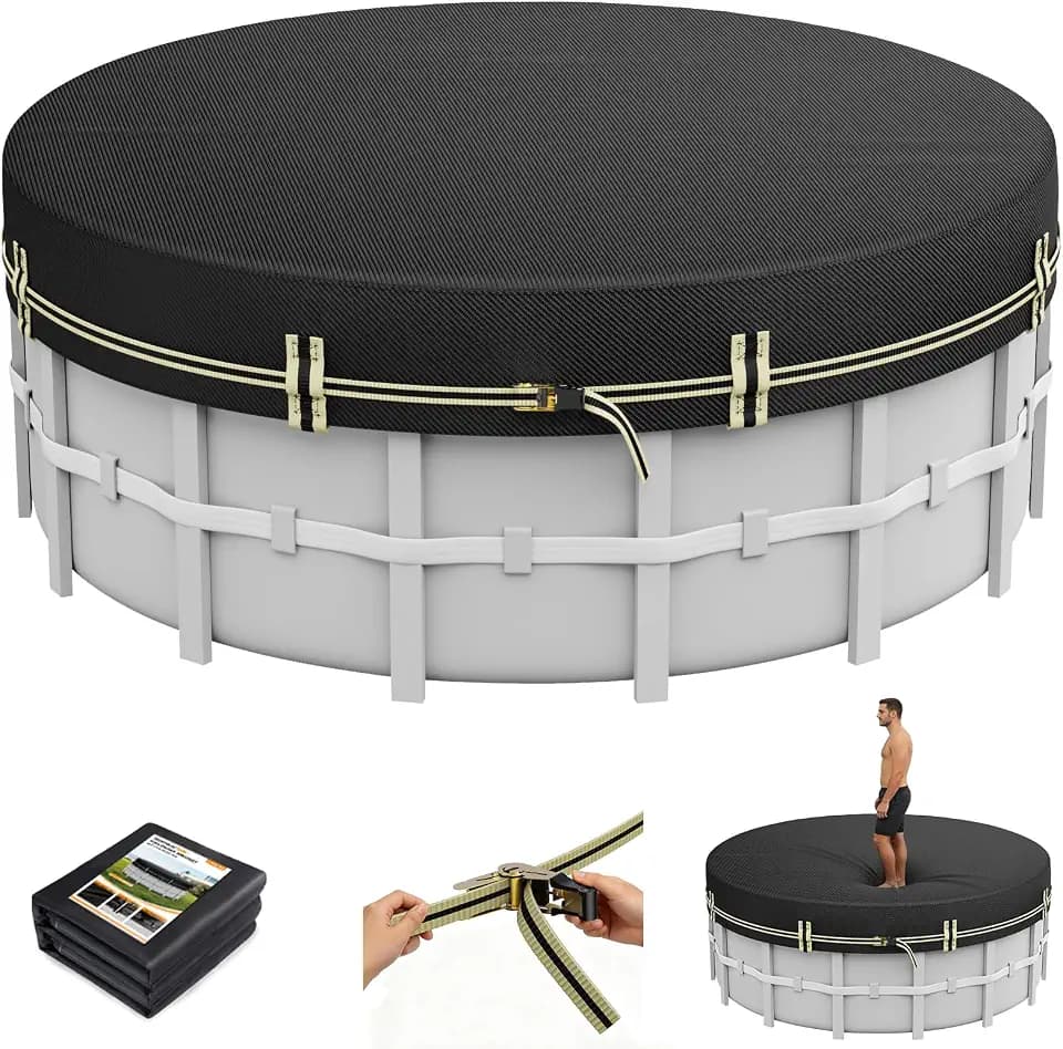 12 FT Round Pool Cover for Above Ground Pool, 500D Oxford