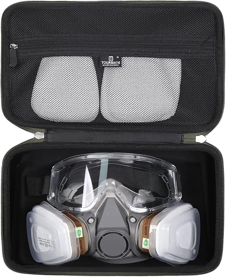 Tourmate EVA Hard Case Compatible for 3M Half Facepiece Reusable，Travel Case for 6200/07025(AAD)/6503QL/3M P100 Respirator Cartridge/Filter 60923 Combo/Safety Glasses(BOX ONLY)