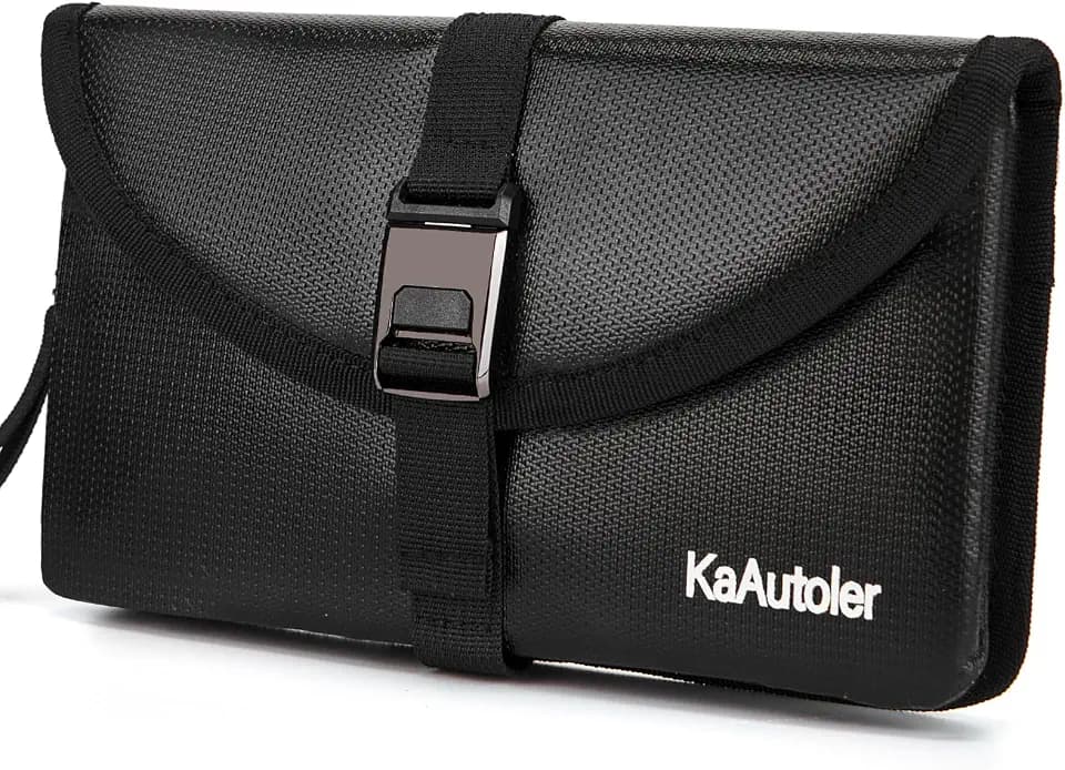 Small Fireproof Bag，8.5”x 5.2” Fireproof Money Bag for Cash, Valuables, Passport, Currency & Keys (Black)