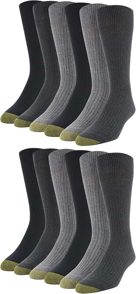 GOLDTOE Mens Stanton Crew Socks, Multipairs