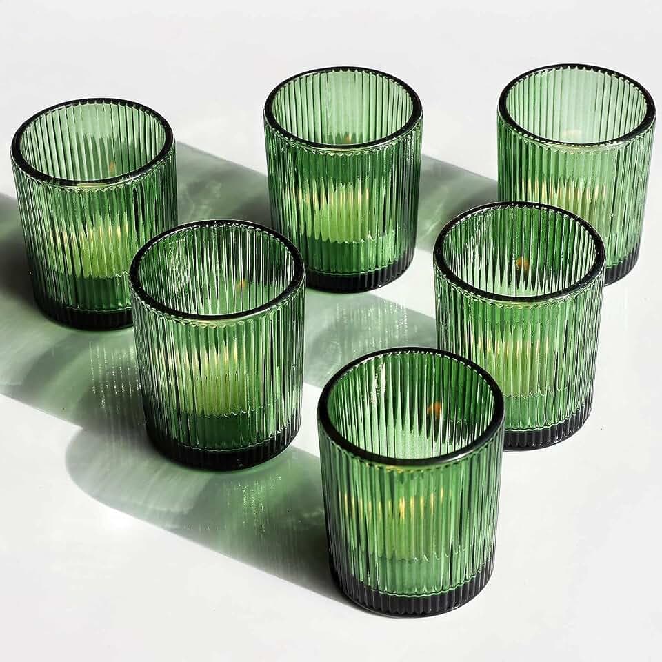 Gerippte Teelichthalter Glas mit 12, grün Teelicht Gläser für Tischaufsätze