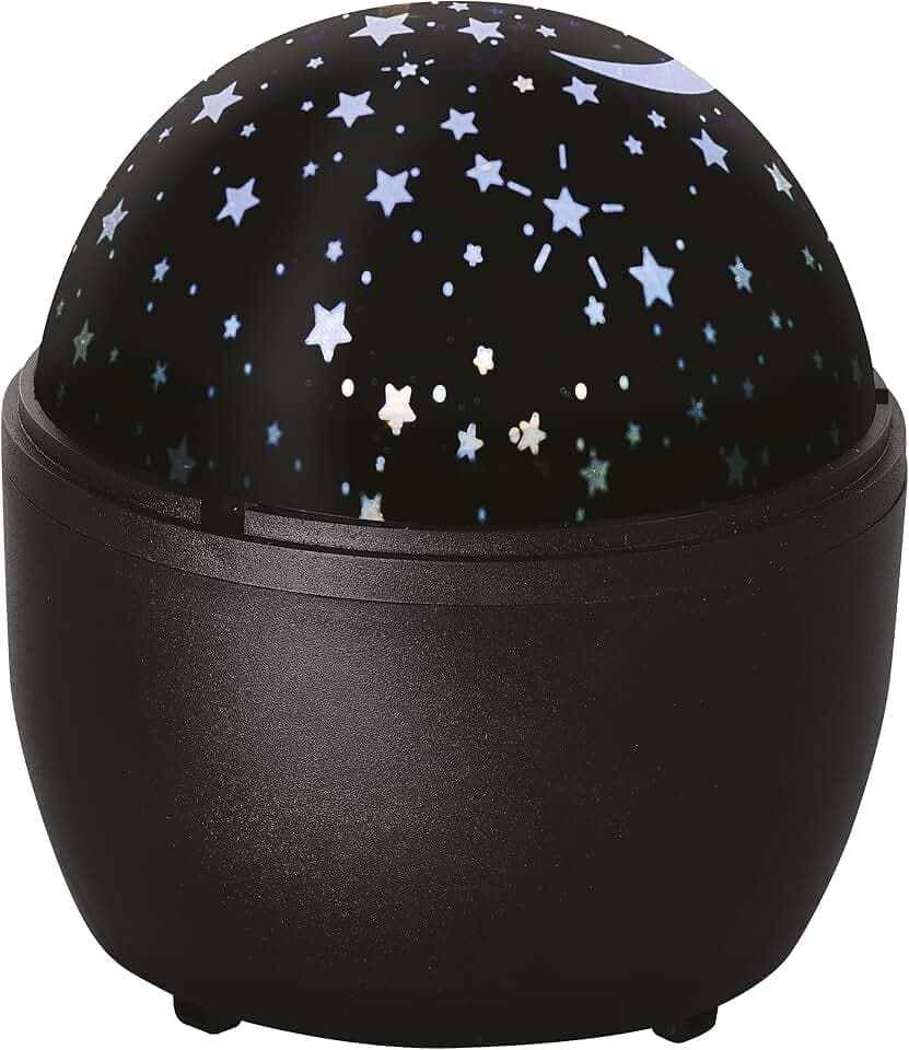 EMOS Sterne LED-Projektor, dekorative Sternhimmel-Projektion mit Farbwechsel, Decken-und Wandprojektor, USB- oder batteriebetrieben (3x AA), Lebensdauer 10000 Stunden, IP20 für Innen, DCPW06, Schwarz