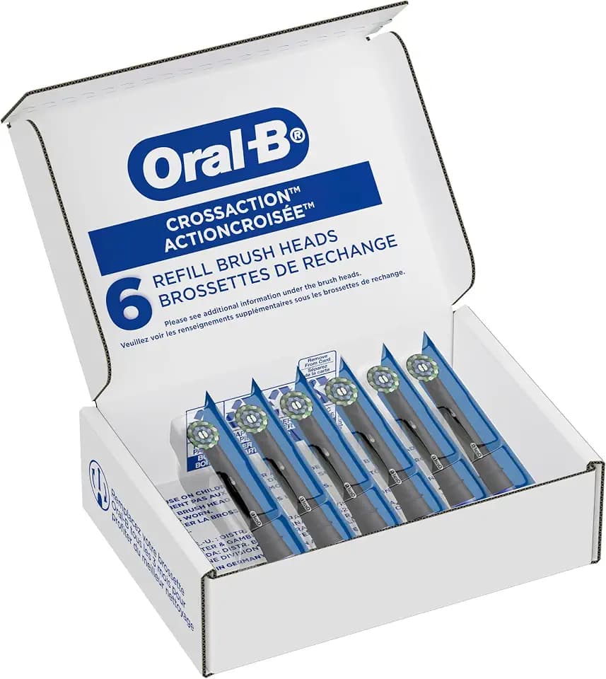 Oral-B Cross Action Replacement Brush Heads for an Oral-B Electric Toothbrush, Pack of 6, Black