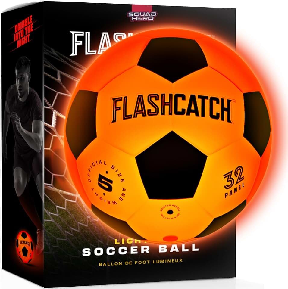 Light Up Soccer Ball - Glow in the Dark - NO 5 - Sports Gifts for Boys Girl
