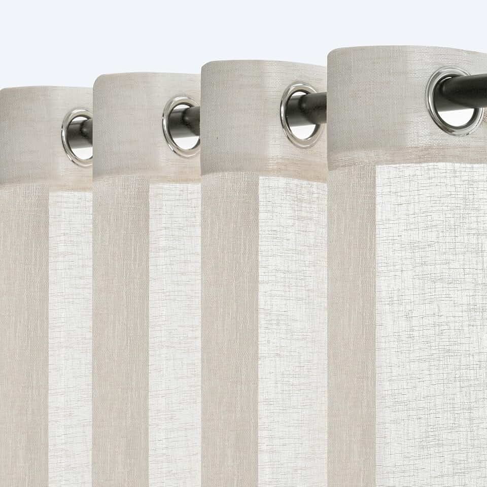 MYSKY HOME Gardinen Beige mit Ösen Vorhänge Voile Transparent für Wohnzimmer Modern Schlafzimmer Kinderzimmer Ösenvorhang Scheibengardine Schlaufengardinen 2er Set 140x245 cm (B x H