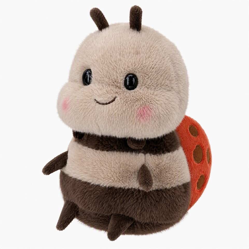Chubby Smiling Ladybug Plush, Lucky Soft Seven-Spotted Ladybug Plush Toy, Cute Insect Stuffed Animal, The Best Gift for Child and Partners(8 inch)