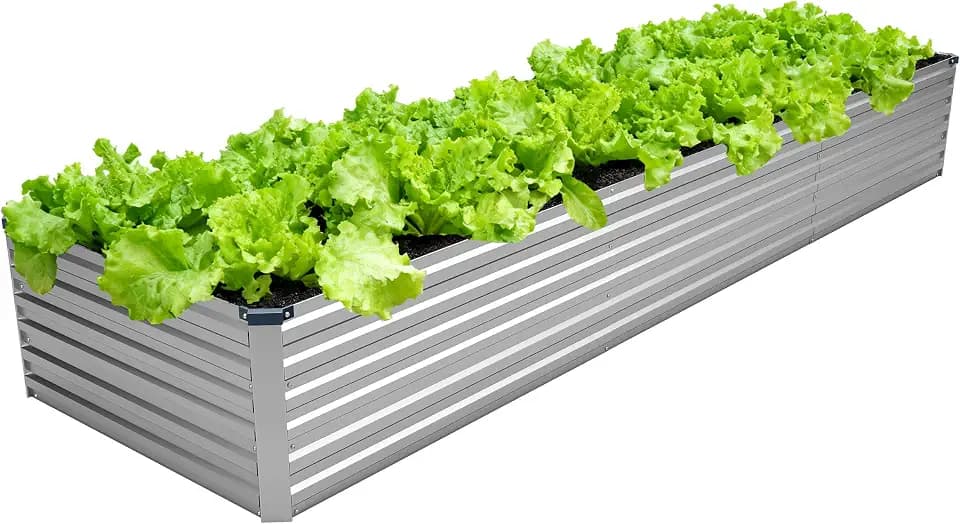 MGNO 12x2x1.5FT Galvanized Raised Garden Bed-Outdoor Planter Box for Vegetables-Metal Garden Bed,RRectangle Planting Box for Herb,Flower