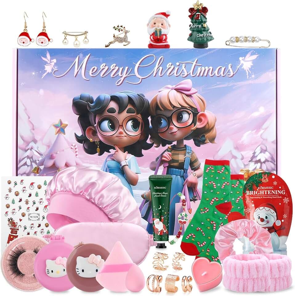Adventskalender 2025 Beauty Teenager Mädchen, Adventskalender Kosmetik Skincare Schmuck Ohrringe Armband Handmaske Brosche, Weihnachtskalender Geschenke Frauen Damen