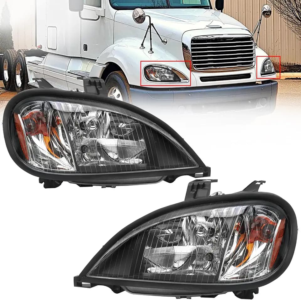 Black Headlights Assembly Fit For 2004-2017 Freightliner Columbia