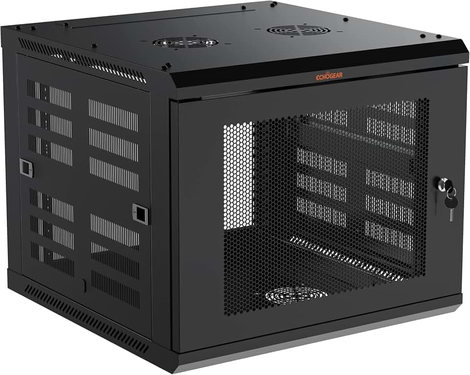 ECHOGEAR 9U Network Rack w/Enclosed Design, Easy Install, 600mm Depth