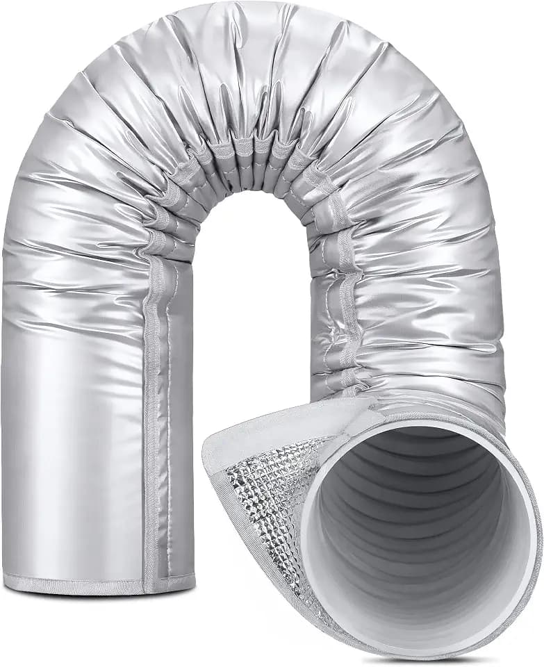 Upgraded Portable AC Hose Insulation Sleeve, 3 Layers Waterproof Air Conditioner Insulated Hose Cover Wrap with Aluminum Thermal Foil for 5" & 5.9" Dia Exhaust Vent Duct, Easy Installation, Silver