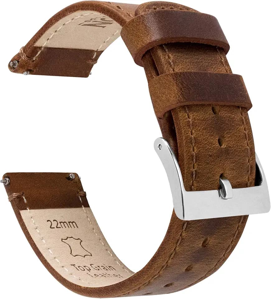 BARTON WATCH BANDS - Top Grain Leather Watch Bands Compatible with Apple Watch Models - 1, 2, 3, 4, 5, 6, 7, 8, 9, 10, SE, Ultra & Ultra 2