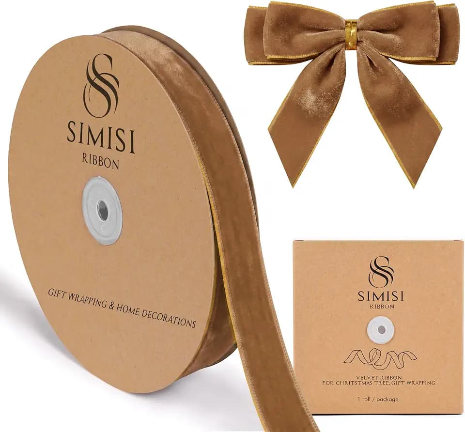 Copper Velvet Ribbon 1'' 25 Yards for Christmas Tree, Gift Wrapping, Flower Bouquet, Wreath Decorations, Bow Making
