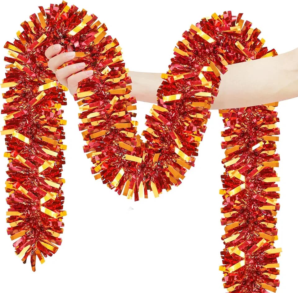 50FT Fall Thanksgiving Decorations,Fall Tinsel Garland Indoor Outdoor