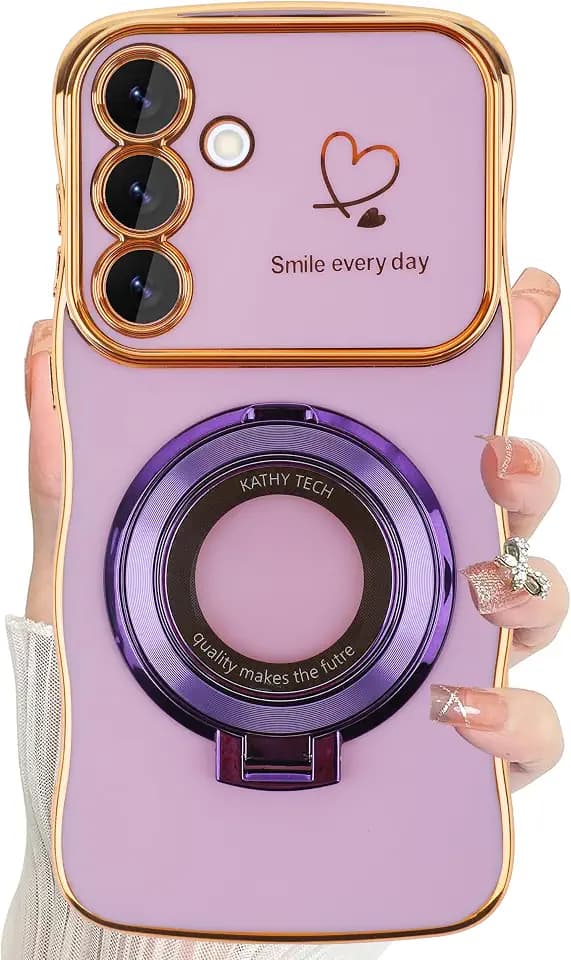 for Samsung Galaxy S25 FE Case with Kickstand Love S25 FE Protective Cover for Galaxy S25 FE 5G 2025 Women - Purple