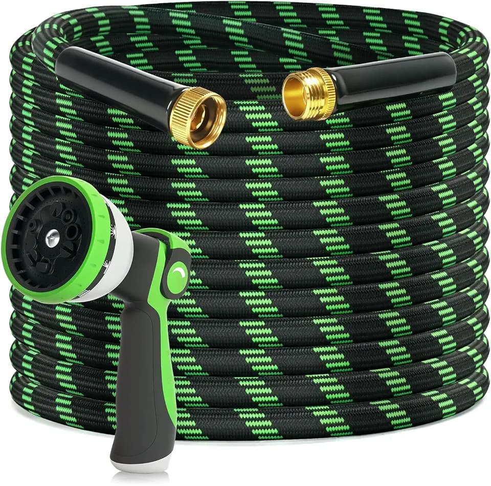 Garden Hose 100ft Flexible Non-Expandable Water Hose Ultra Lightweight Kink-Free Leak-Proof Durable & Abrasion-Resistant with 3/4" Brass Fittings for Patio Yard RV and Outdoor Use