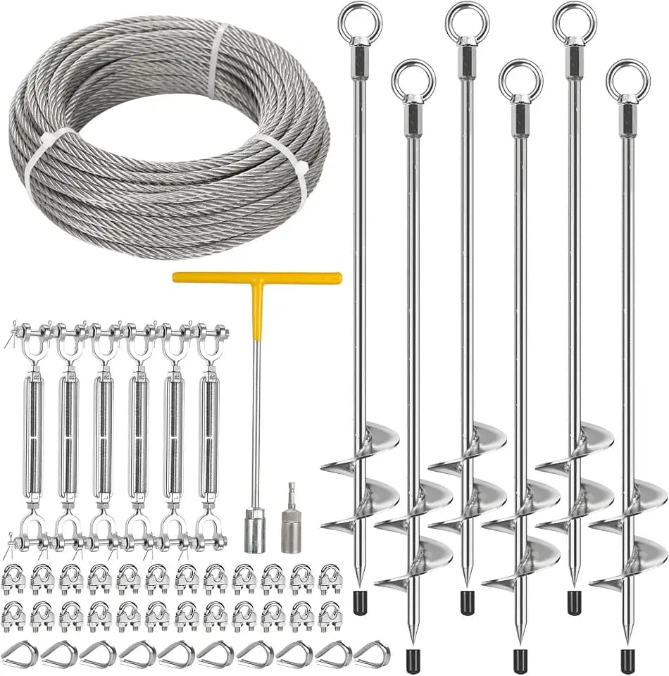 6 Pack 30" Heavy Duty Ground Anchors Kit, 12 MM Solid Steel