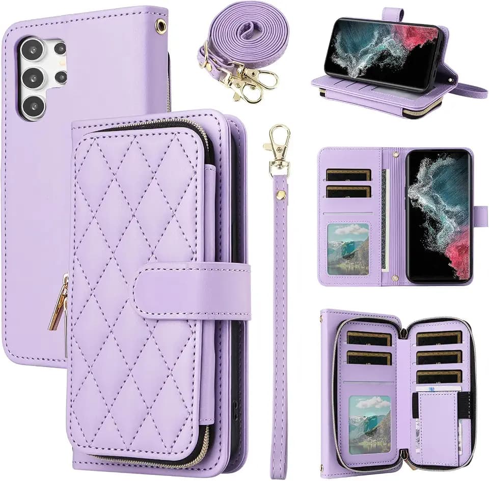 Argyle Wallet Case for Samsung Galaxy S25 Ultra 5G Women Girl Purple