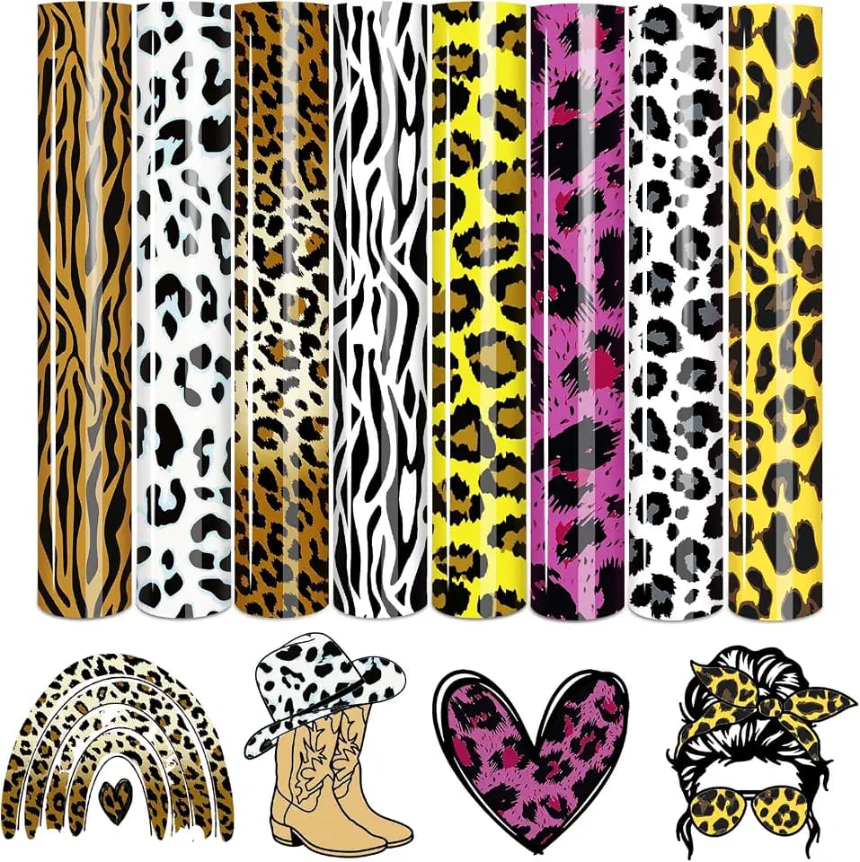 Tintnut Leopardenmuster Plotterfolie Textil 8 Stück 12x10in Iron on Folie