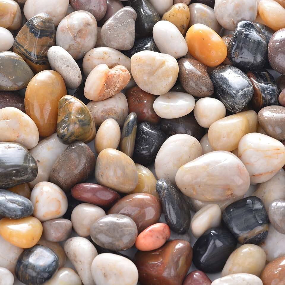 10lb Natural Decorative Polished Mixed Pebbles - Pebbles Polished Gravel,0.5-1.2 inch Small Decorative River Rock Stones for Fresh Water Fish Animal Plant Aquariums, Landscaping, Home Decor etc.