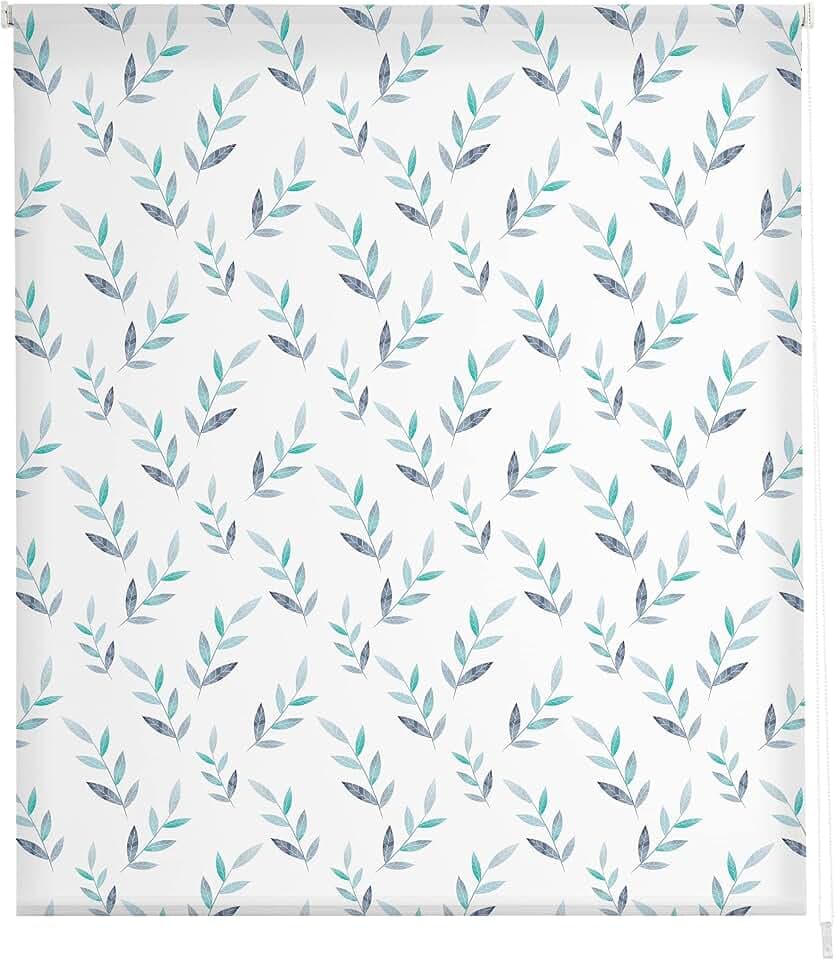 Estoralis | Blumen und PFLANZER | Modernes Design-Rollo | Digital bedruckter Stoff | F-1558 | 90 x 180 cm. (Breite/Höhe) Stoffgröße 87 x 175 cm. | Rollos für Fenster und Türen