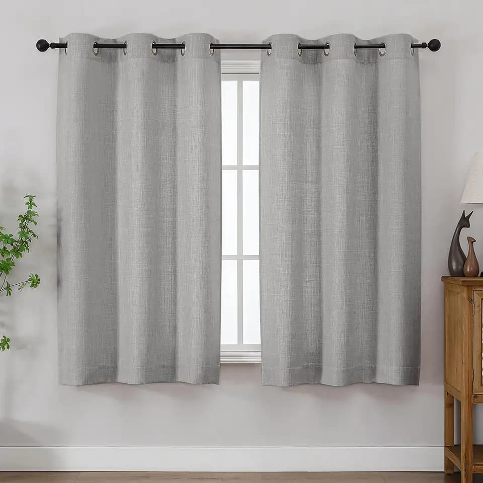 Chyhomenyc Light Grey Curtains 54 Inch Length 2 Panels for Living Room, Light Filtering Faux Linen Textured Solid Window Curtains, Modern Soft Grommet Drapes for Bedroom, 40Wx54L, 2PCS
