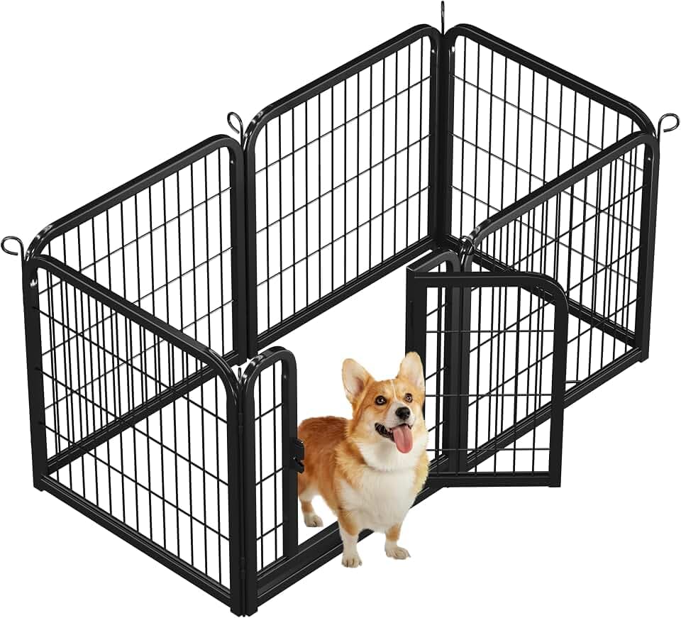 Yaheetech Laufgitter für Hunde, 6 Paneele, Käfig für Hunde, Welpen, Kaninchen, Nagetiere, Zaun, Gitter, Zwinger aus Metall, für Übung, faltbar, 60 x 60 cm