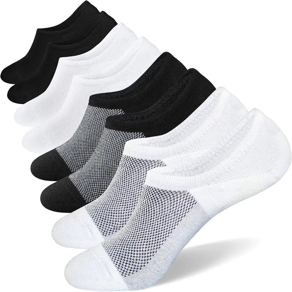 SIXDAYSOX No Show Socks for Men 6/8 pack Cotton Thin Low Cut Non Slip for Loafer Flats Sneakers 5-8/9-11/12-15
