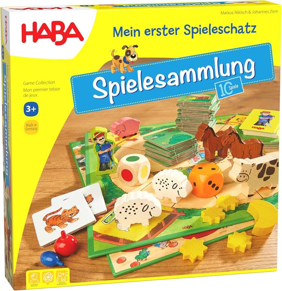 HABA Mein Erster Spieleschatz - 10 Klassische Brettspiele ab 3 Jahren
