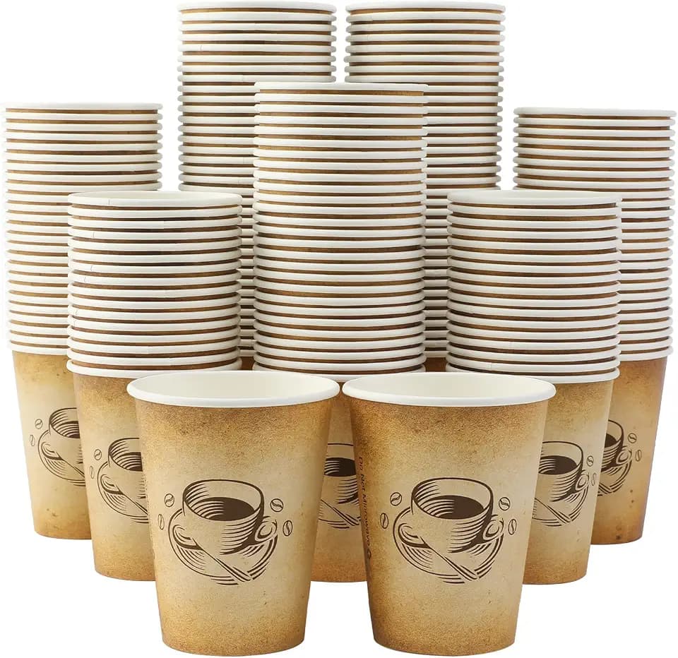 Clawsoff 300 Pack 12oz Disposable Paper Coffee Cups Retro Design