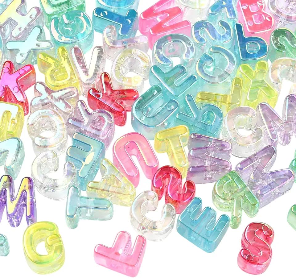 Buchstabenperlen Groß Transparente Acrylperlen, 90-100 Stück