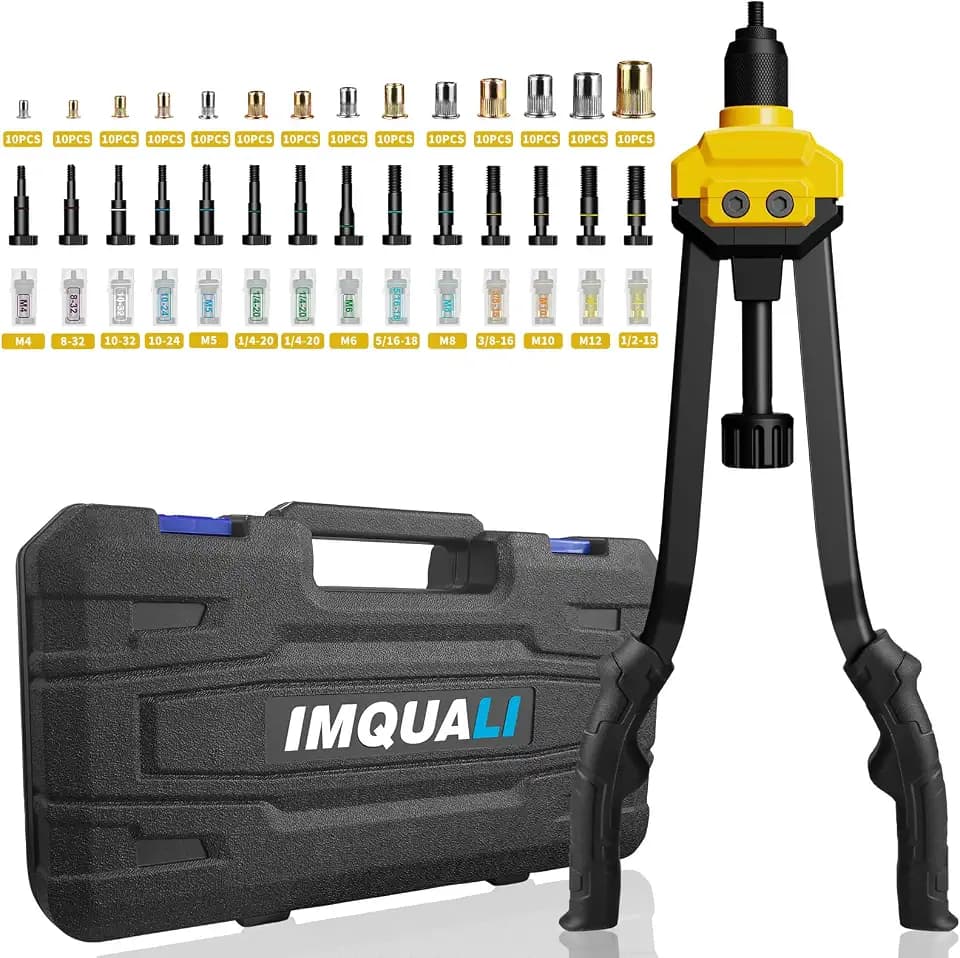 IMQUALI Rivet Nut Tool Kit, 16" Rivnut Tool Kit w/ 14 Metric & SAE Mandrels