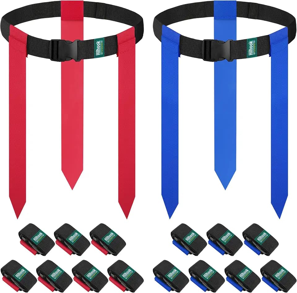 14-Player Flag Football Belts with 42 Flags For Kids, Youth & Adult