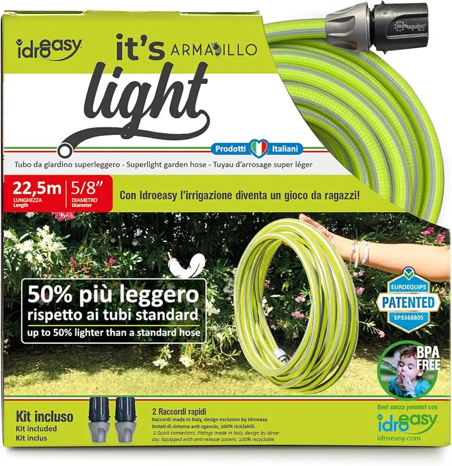 Idroeasy 5/8 Garden Hose Made In Italy - Rohr Wasser Bewässerung Garten Anti-Knoten Anti Torsion Wasserschlauch Water Irrigation Pipe