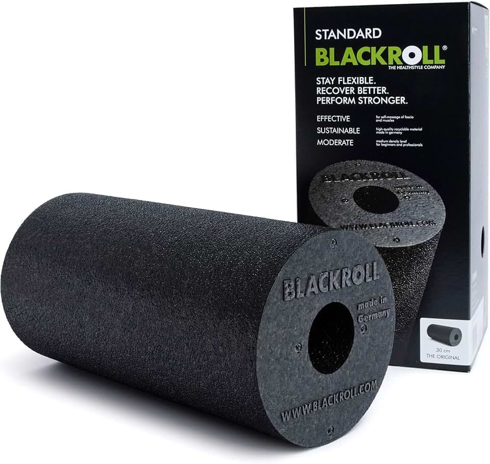 BLACKROLL® STANDARD - Originale Faszienrolle (30 x 15 cm), Fitness-Rolle zur Selbstmassage von Rücken und Beine, effektive Massagerolle für funktionales Training, mittlere Härte, Made in Germany