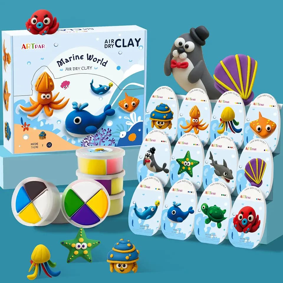 ARTPAR Air Dry Clay Kit for Kids,12 Marine Animals‌ Modeling Magic Clay Set